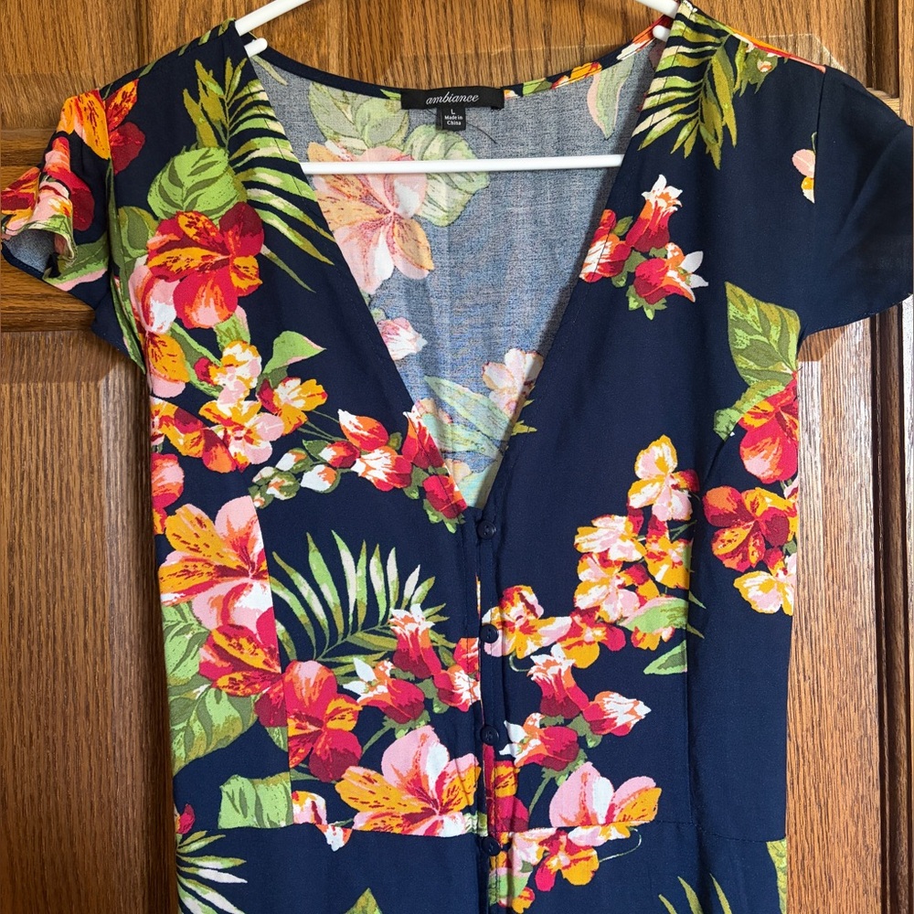 Long Maxi Dress Navy Floral